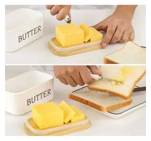Маслянка з ножем "Butter" Оливниця керамічна