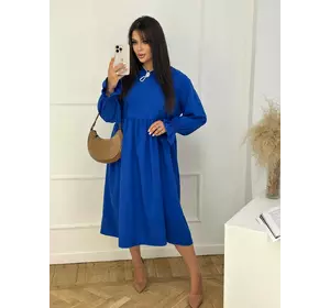 Платье из легкой ткани классического кроя синий электрик