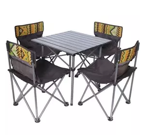 Туристичний стіл для пікніка Grand Picnic, Розкладний стіл + 4 стільці зі спинками В ЧОХЛЕ