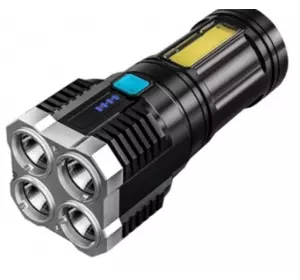 Ліхтар ручний акумуляторний до 200 м, з USB-зарядкою, X-509-4LED+COB