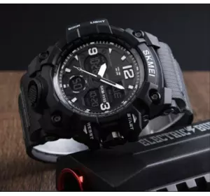 Чоловічий годинник Skmei Чорний надійний наручний годинник для військових, фірмовий спортивний годинник