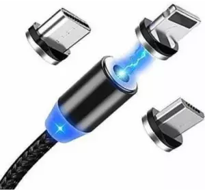 Магнітний кабель зарядки 3 в 1 з круглим роз'ємом micro USB Type C, lightning