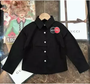 Детские котоновые рубашки мальчик-девочка (унисекс) черный