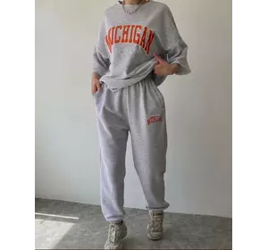 Стильний костюм «MICHIGAN» з накатом (футболка вільного крою+джогери) меланж