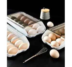 Контейнер для зберігання яєць Egg storage box, на 14 шт., Білий Пластиковий лоток для яєць