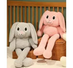 М'яка іграшка подушка-обіймашка "Кролик-тягучка" вуха та лапи, що тягнуться, 75 см
