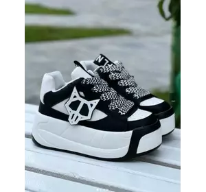 Дизайнерські чорно-білі модні кросівки на платформі