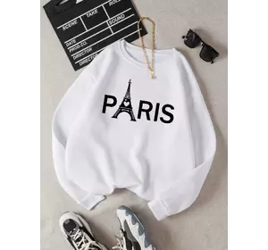 Стильний і теплий світшот Paris тринитка на флісі білий
