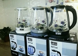 Электрический чайник стеклянный  2л OPERA с цветком