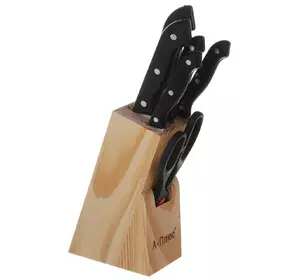 Набор кухонных ножей A-PLUS 7 предметов Черные