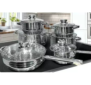 Набор кухонной посуды из нержавеющей стали на 12 предметов Rainberg