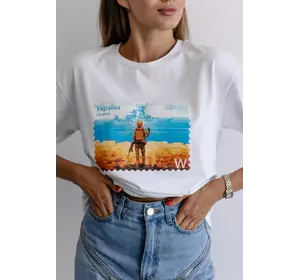 Женская футболка свободного кроя патриотическая С МАРКОЙ