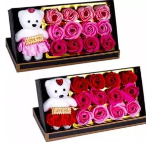 Подарочный набор мыло из роз и плюшевым мишкой